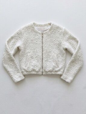 6ixty 8ight Creamy Boucle Knit Cropped Zip Up Jacket Sweater Women’s Medium